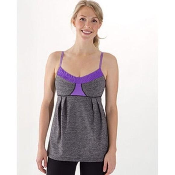 Lululemon Yogi Dance Strap Tank Top Grey/Purple Size 6 - Picture 1 of 7